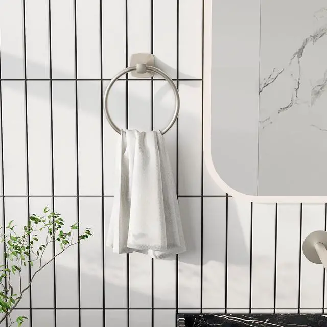 Alt view image 3 of 7 - Hand Towel Holder for Bathroom Kitchen Brushed Nickel Towel Ring Towel Hanger Stainless Steel and Zinc Alloy Wall Mount