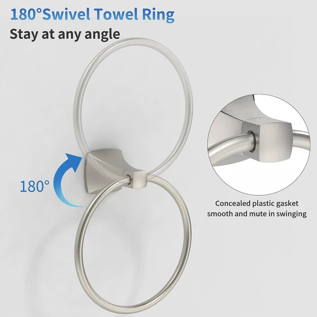 Alt view image 5 of 7 - Hand Towel Holder for Bathroom Kitchen Brushed Nickel Towel Ring Towel Hanger Stainless Steel and Zinc Alloy Wall Mount