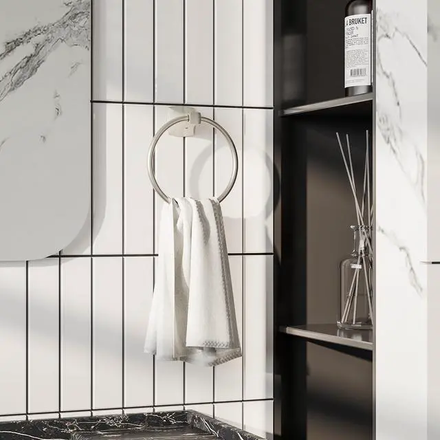 Alt view image 2 of 7 - Hand Towel Holder for Bathroom Kitchen Brushed Nickel Towel Ring Towel Hanger Stainless Steel and Zinc Alloy Wall Mount