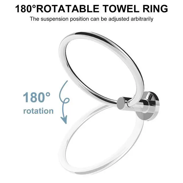 Alt view image 3 of 7 - Towel Holder for Bathroom Wall Chrome Towel Ring | Stainless Steel Hand Towel Ring Heavy Duty Towel Hanger for Bathroom