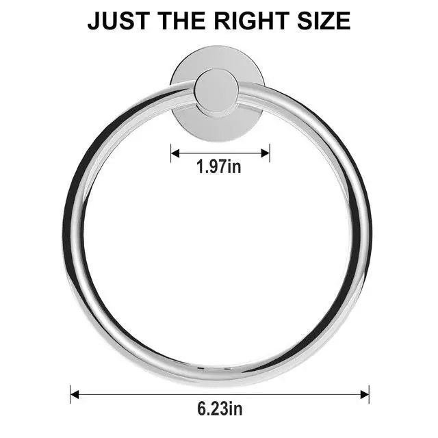 Alt view image 5 of 7 - Towel Holder for Bathroom Wall Chrome Towel Ring | Stainless Steel Hand Towel Ring Heavy Duty Towel Hanger for Bathroom