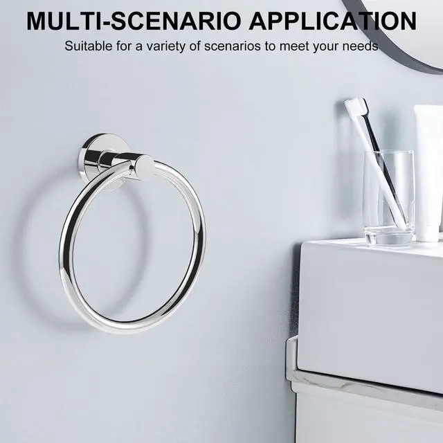 Alt view image 7 of 7 - Towel Holder for Bathroom Wall Chrome Towel Ring | Stainless Steel Hand Towel Ring Heavy Duty Towel Hanger for Bathroom