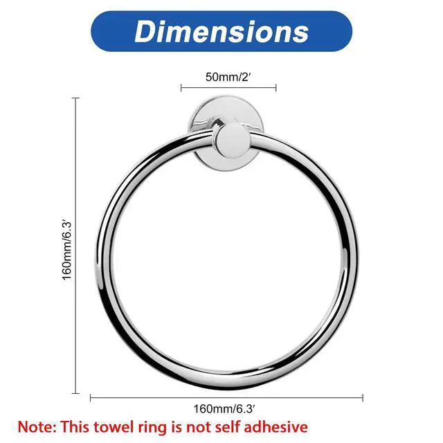 Alt view image 2 of 7 - Bath Towel Ring, Bathroom Hardware Accessories-Thicken Stainless Steel Hand Towel Holder for Bathroom, Modern Round Towel Hanger Wall Mounted (Chrome, 1 Pack)