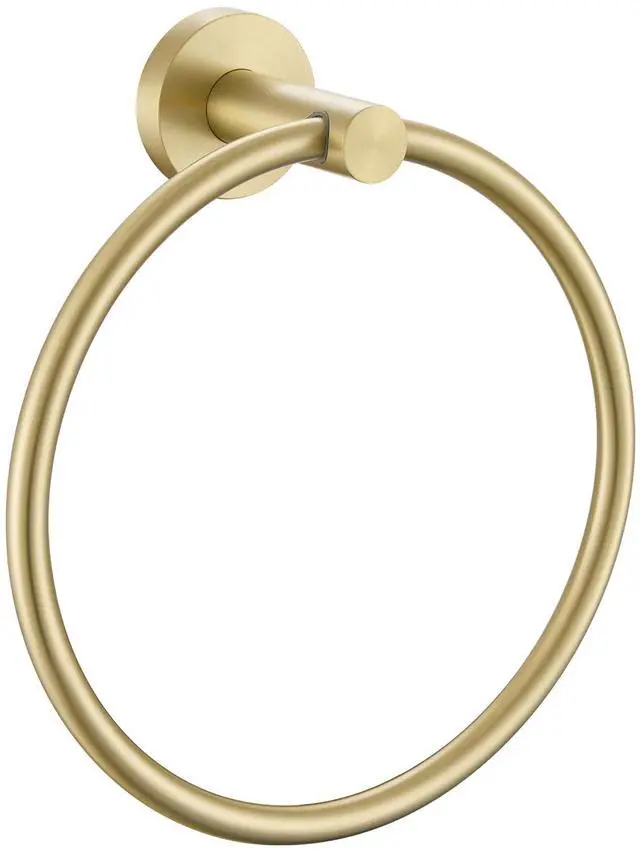 Main image of Round Towel Ring, Brushed Gold, 304 Stainless Steel, Wall Mount | Easy-Reach Hand Towel Storage, Clean Modern Accent, Bathroom Refresh, Vanity & Powder Room Use, Concealed Screw Installation