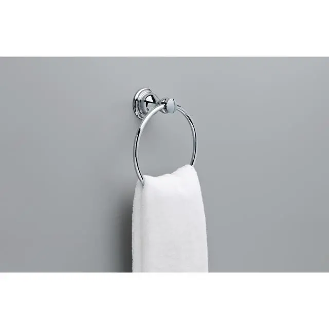 Alt view image 2 of 7 - Delta Aubrey (1-Pack) Hand Towel Holder Polished Chrome Towel Racks for Bathroom Wall Round Towel Ring Holder for Bath Towel Hanger for Kitchen, Bathroom Accessories AUB46-PC