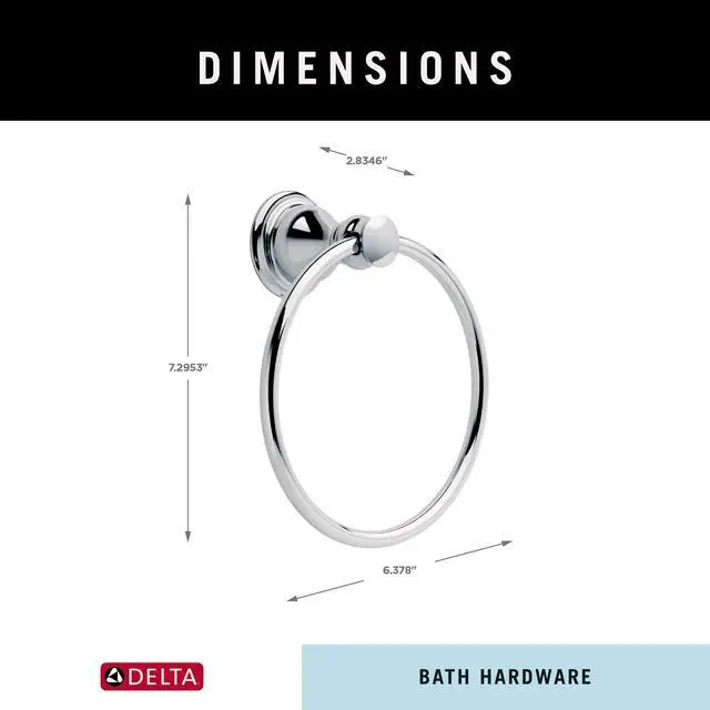 Alt view image 7 of 7 - Delta Aubrey (1-Pack) Hand Towel Holder Polished Chrome Towel Racks for Bathroom Wall Round Towel Ring Holder for Bath Towel Hanger for Kitchen, Bathroom Accessories AUB46-PC
