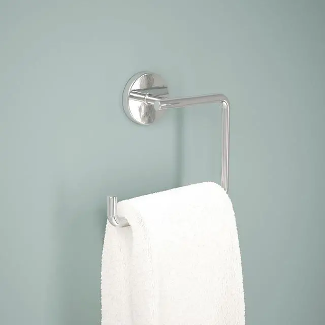 Alt view image 2 of 7 - Hand Towel Holder | Square Polished Chrome Ring for Hanging Towels in Kitchen, Bathroom | Trinsic Accessories