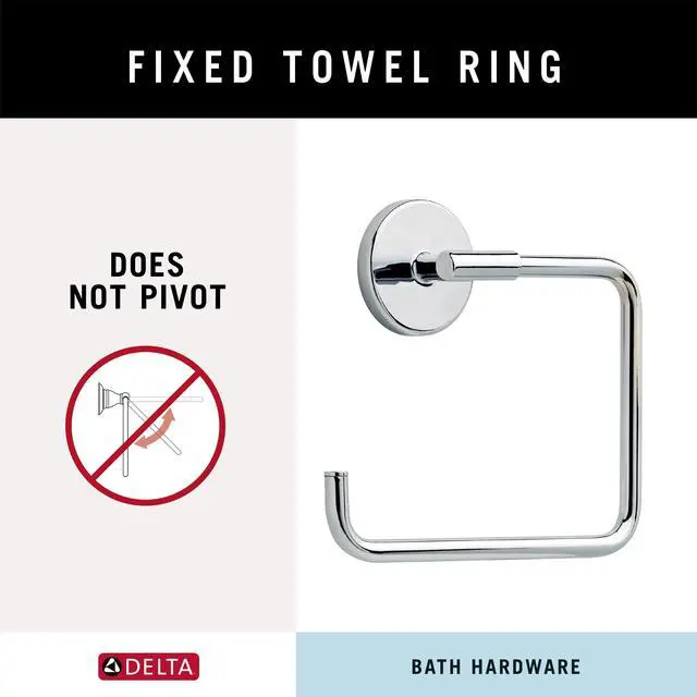 Alt view image 3 of 7 - Hand Towel Holder | Square Polished Chrome Ring for Hanging Towels in Kitchen, Bathroom | Trinsic Accessories