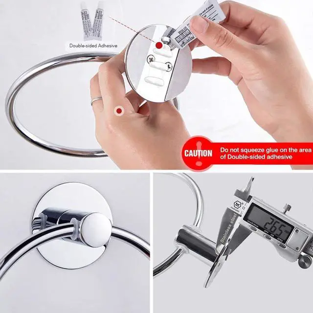 Alt view image 3 of 7 - Adhesive Towel Ring Self Adhesive Hand Towel Ring Stainless Steel Rustproof Bathroom Towel Holder Wall Mount