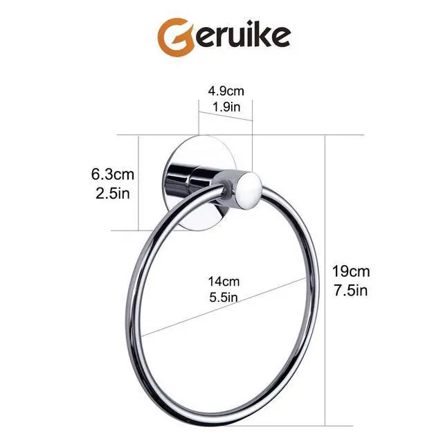Alt view image 4 of 7 - Adhesive Towel Ring Self Adhesive Hand Towel Ring Stainless Steel Rustproof Bathroom Towel Holder Wall Mount