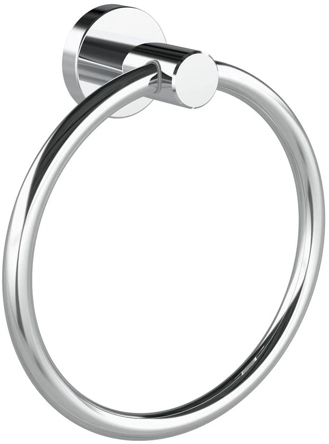 Main image of Chrome Hand Towel Holder for Bathroom Kitchen Towel Ring Modern Rounded Base Wall Mount SUS304 Stainless Steel