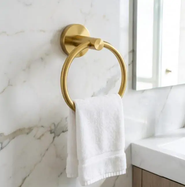 Alt view image 5 of 7 - Brushed Gold Towel Ring | Hand Towel Holder for Bathroom Wall Mounted, Durable 304 Stainless Steel, Modern Style