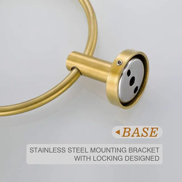 Alt view image 6 of 7 - Brushed Gold Towel Ring | Hand Towel Holder for Bathroom Wall Mounted, Durable 304 Stainless Steel, Modern Style