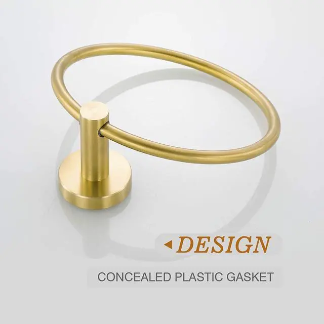Alt view image 7 of 7 - Brushed Gold Towel Ring | Hand Towel Holder for Bathroom Wall Mounted, Durable 304 Stainless Steel, Modern Style