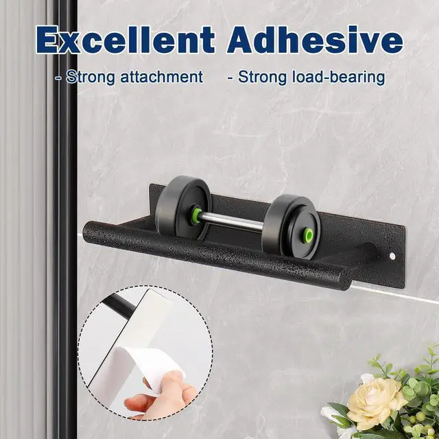 Alt view image 5 of 7 - Self Adhesive Hand Towel Holder/Towel Ring, Stainless Steel Hand Towel Bar Rustproof Stick on Wall-Towel Rack for Bathroom/Kitchen, Sticky and Wall Mounted (1, Matte Black)