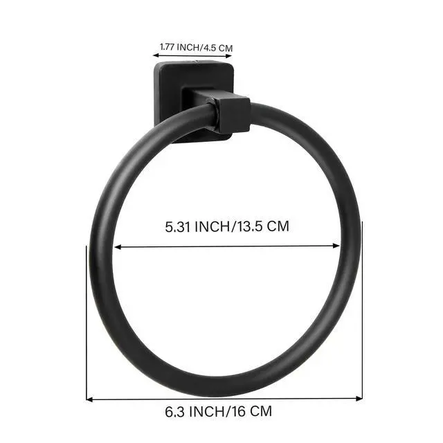 Alt view image 5 of 6 - Towel Holder for Bathroom Wall Matte Black Towel Ring Hand Towel Holder Stainless Steel Heavy Duty Towel Hanger for Bath, Kitchen (Black)