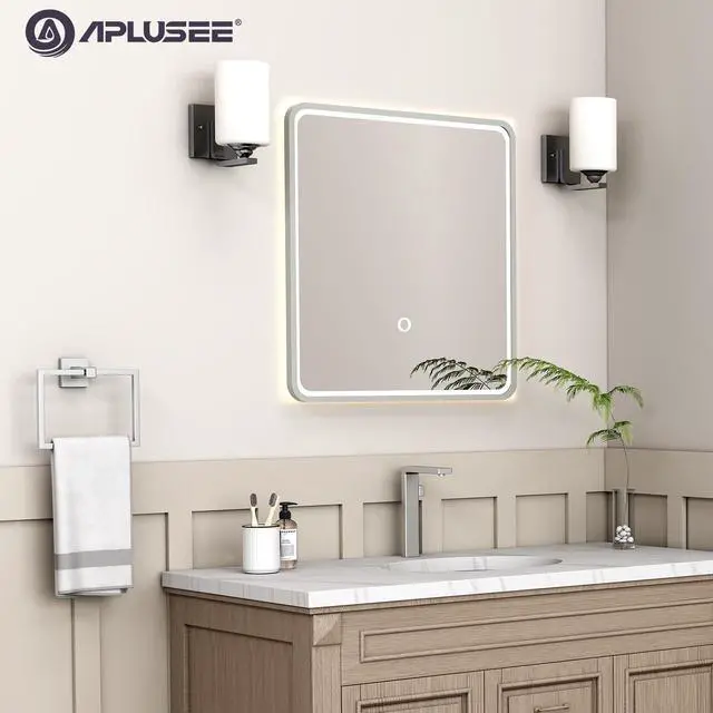 Alt view image 2 of 7 - Square Towel Ring for Bathroom, Brushed Nickel, 304 Stainless Steel | 180° Swivel Towel Holder, Easy Towel Access, Spacious 6.3" Inner Ring, Easy Drilling Wall Mounted for Sink Vanity Kitchen