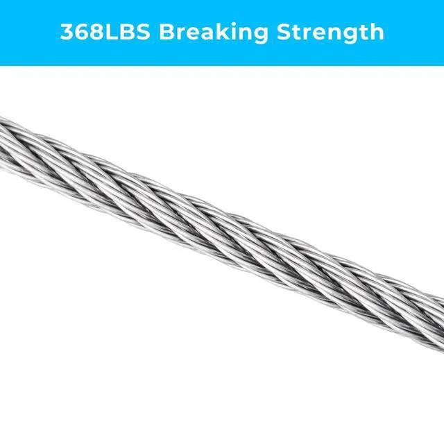 Alt view image 5 of 7 - 1/16 inch Stainless Steel Wire Cable,100FT,Aircraft Cable Wire Rope Marine Grade, Length 7x7 Strand Core with Aluminum Sleeves and Thimbles