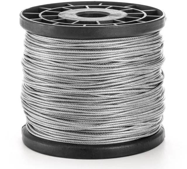 Main image of 1/16 Inch x 500 Feet Wire Rope Cable, Stainless Steel Braided Wire Stranded Rope Vinyl Coated Aircraft Cable for Outdoor Clothesline, Trellis, String Lights, 7x7 Strands Core