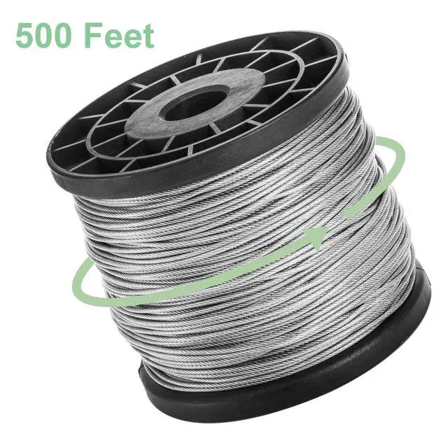 Alt view image 4 of 7 - 1/16 Inch x 500 Feet Wire Rope Cable, Stainless Steel Braided Wire Stranded Rope Vinyl Coated Aircraft Cable for Outdoor Clothesline, Trellis, String Lights, 7x7 Strands Core