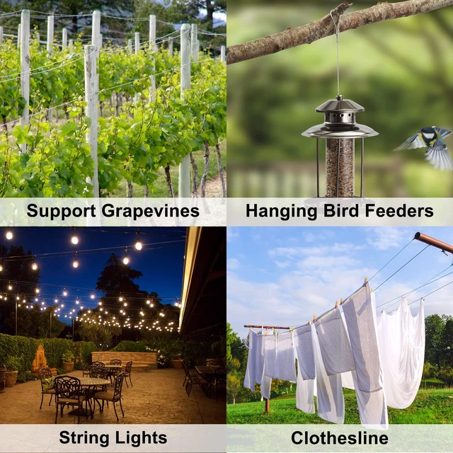 Alt view image 7 of 7 - 1/16 Wire Rope, 100FT 304 Stainless Steel Cable with 50Pcs Crimp Sleeves, Aircraft Grade, 7x7 Strand, 368lbs Breaking Strength, for Garden Trellis, Clothesline, Railing,Trellis