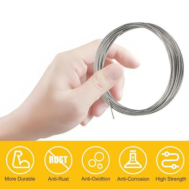 Alt view image 2 of 7 - 1/16" Stainless Steel Wire Rope, 100FT Stainless Steel Cable | Steel Wire with 50 Crimping Sleeves, 7x7 368lbs Breaking Strength for Clothes Line Wires,Trellis Wire,Picture Hanging Wire