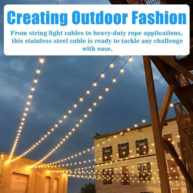 Alt view image 7 of 7 - Vinyl Coated Galvanized Steel Wire Rope 3/16" PVC Covered | Steel Cable 50ft/100ft/150ft/200ft, Ideal String Light Hanging Cable
