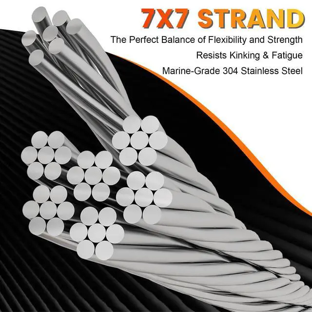 Alt view image 2 of 7 - 1/16" Wire Rope Kit,100FT 7x7 Stainless Steel Wire with 30 Aluminum Sleeves | 304 Stainless Steel,Rust and Corrosion Resistant Flexible 7x7 Wire Rope with High Strength