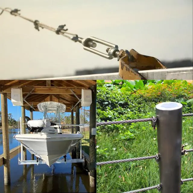 Alt view image 7 of 7 - 10ft 3/16" Stainless Steel Wire Rope with 7x19 Strands, 4000lbs Breaking Strength, Loops for Zipline, Boat Lift, Decking Rails