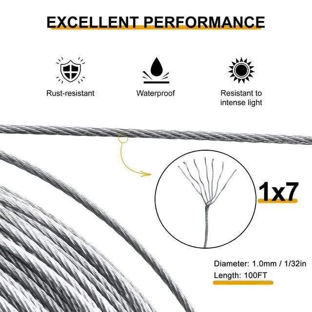 Alt view image 3 of 5 - Picture Hanging Wire, 100-Feet Hanging Wire Heavy Stainless Steel line Rope for Photo Frame Picture, Holiday Decor, Crafts, Artwork, Mirror Hangings, Supports Up to 30lbs