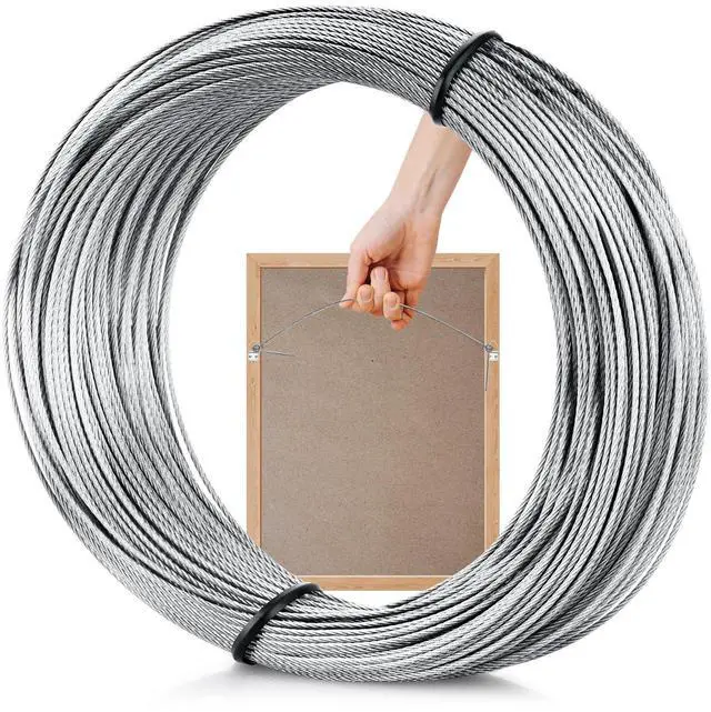 Main image of Picture Hanging Wire, 100-Feet Hanging Wire Heavy Stainless Steel line Rope for Photo Frame Picture, Holiday Decor, Crafts, Artwork, Mirror Hangings, Supports Up to 30lbs
