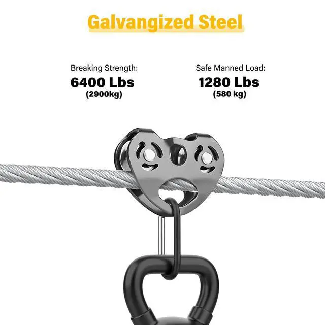 Alt view image 3 of 7 - 1/4" Steel Cable, 10Ft 7x19 Strand Aircraft Cable with Loops, 6400 Lbs Breaking Strength Heavy Duty Wire Rope with Clamps and Thimbles, for Zipline, Fencing, Sunshade, Deck Railing