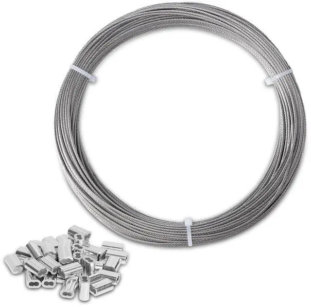 Main image of 1/16 Wire Rope, 100FT 304 Stainless Steel Cable | Steel Wire, Aircraft Cable,7x7 Strand Core,for Outdoor, indoor , Yard, Garden or Crafts