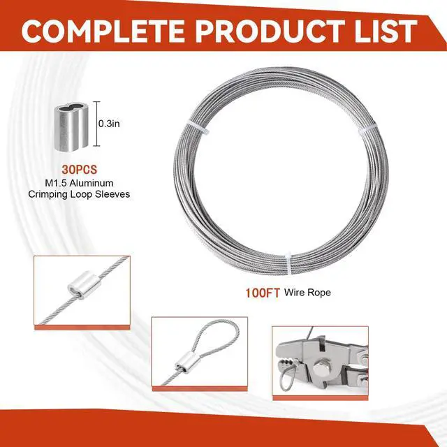 Alt view image 2 of 6 - 1/16 Wire Rope, 100FT 304 Stainless Steel Cable | Steel Wire, Aircraft Cable,7x7 Strand Core,for Outdoor, indoor , Yard, Garden or Crafts