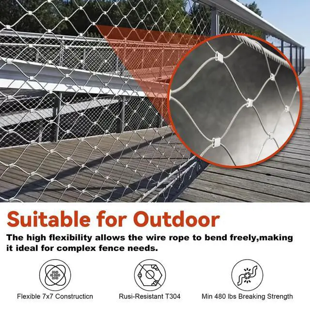 Alt view image 3 of 6 - 1/16 Wire Rope, 100FT 304 Stainless Steel Cable | Steel Wire, Aircraft Cable,7x7 Strand Core,for Outdoor, indoor , Yard, Garden or Crafts