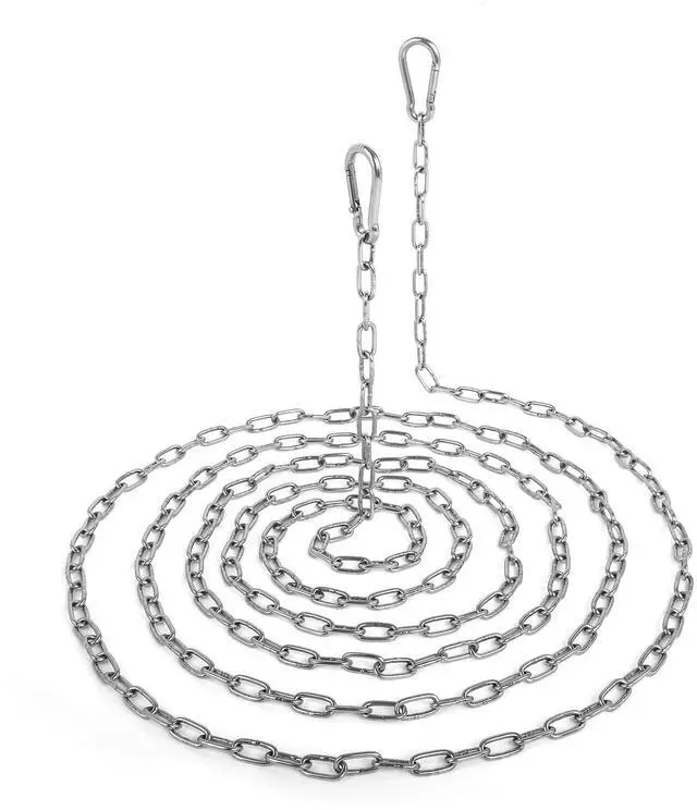 Main image of 10 Feet Long Light Duty Chain, 5/64 Inch Small Metal Chain with 5/32 in Carabiners, Easy to Adjust Stainless Steel Link Chain for Indoor Outdoor Hanging Bird Feeder Wind Chimes Signs Planters Silver