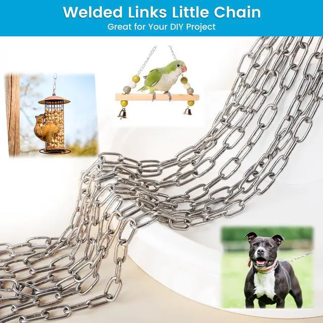 Alt view image 4 of 7 - 10 Feet Long Light Duty Chain, 5/64 Inch Small Metal Chain with 5/32 in Carabiners, Easy to Adjust Stainless Steel Link Chain for Indoor Outdoor Hanging Bird Feeder Wind Chimes Signs Planters Silver