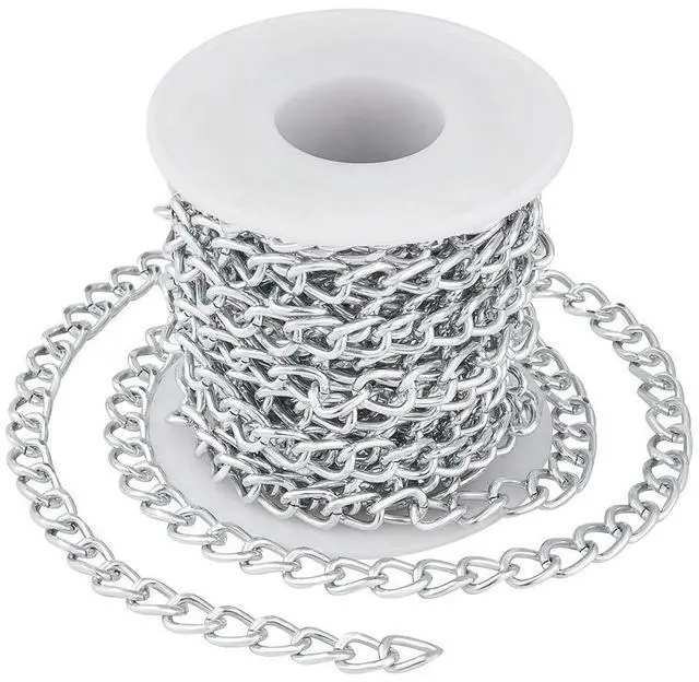 Main image of 16.4 Feet Aluminium Curb Chains Twisted Links Silver Plated with Spool for Bracelet Necklace Jewelry Making