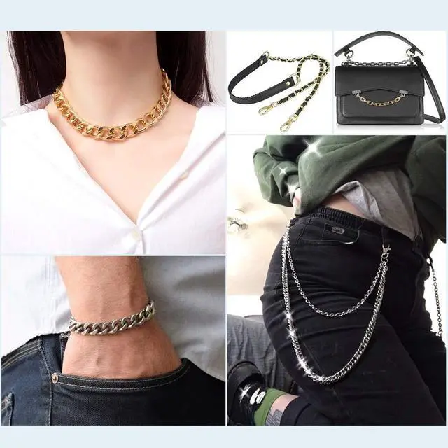 Alt view image 6 of 7 - 16.4 Feet Aluminium Curb Chains Twisted Links Silver Plated with Spool for Bracelet Necklace Jewelry Making