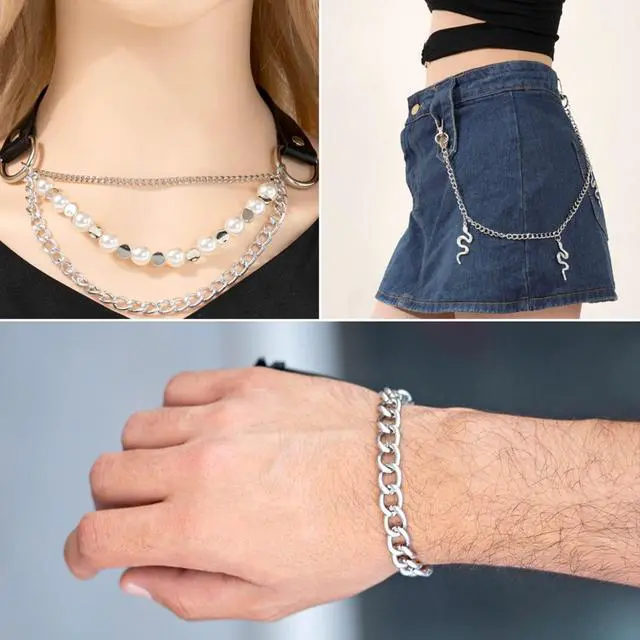 Alt view image 5 of 7 - 16.4 Feet Aluminium Curb Chains Twisted Links Silver Plated with Spool for Bracelet Necklace Jewelry Making