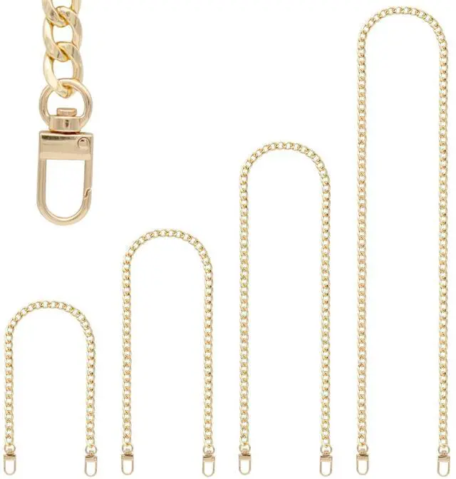 Main image of 4 Pieces Different Sizes Iron Replacement Flat Chains Iron, Metal Chain Strap for DIY Purse Handbag Shoulder Crossbody Bag Clutch (15.4 Inch, 23.6 Inch, 31. 4 Inch, 47.2 Inch) Gold