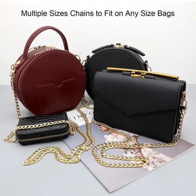 Alt view image 4 of 7 - 4 Pieces Different Sizes Iron Replacement Flat Chains Iron, Metal Chain Strap for DIY Purse Handbag Shoulder Crossbody Bag Clutch (15.4 Inch, 23.6 Inch, 31. 4 Inch, 47.2 Inch) Gold