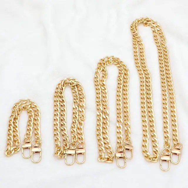 Alt view image 6 of 7 - 4 Pieces Different Sizes Iron Replacement Flat Chains Iron, Metal Chain Strap for DIY Purse Handbag Shoulder Crossbody Bag Clutch (15.4 Inch, 23.6 Inch, 31. 4 Inch, 47.2 Inch) Gold