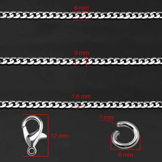 Alt view image 3 of 7 - 16ft Cuban Link Chain Roll 6mm Silver Stainless Steel Necklace Chains for Jewelry Making, DIY Necklace Bracelet Crafts Supplies Findings, Metal Cuban Link Chain w/Lobster Clasps, Jump Rings