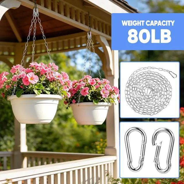 Alt view image 4 of 6 - 10 Feet Hanging Chain with 2 Pack Detachable Chain Links, Silver Metal Chain for Hanging, Heavy Duty Hanging Chain for Home Decorative Light Duty Chain for Outdoor Indoor Use