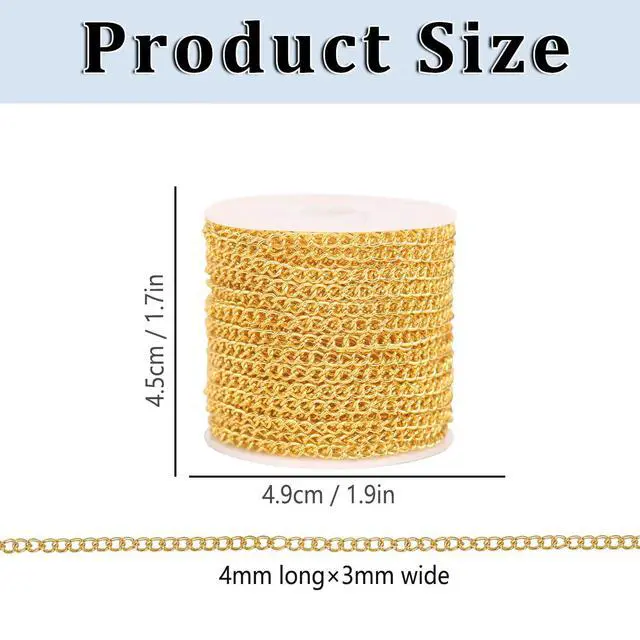 Alt view image 2 of 7 - 60 Feet Metal Iron Jewelry Chains 3mm Bulk Curb Necklace Chains for Jewelry Making (3mm Gold and Silver)