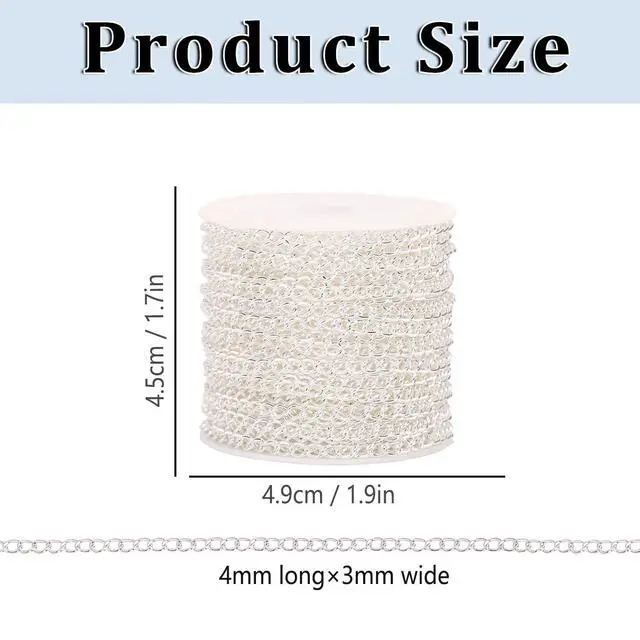 Alt view image 3 of 7 - 60 Feet Metal Iron Jewelry Chains 3mm Bulk Curb Necklace Chains for Jewelry Making (3mm Gold and Silver)
