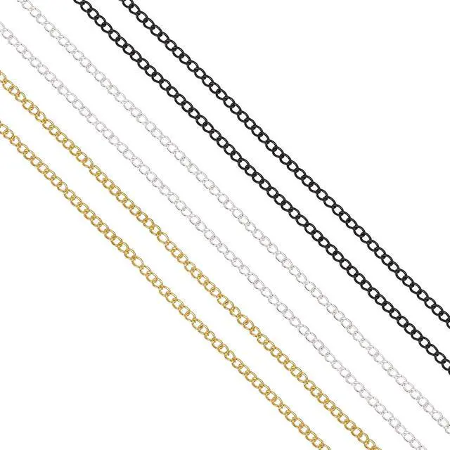 Alt view image 6 of 7 - 60 Feet Metal Iron Jewelry Chains 3mm Bulk Curb Necklace Chains for Jewelry Making (3mm Gold and Silver)