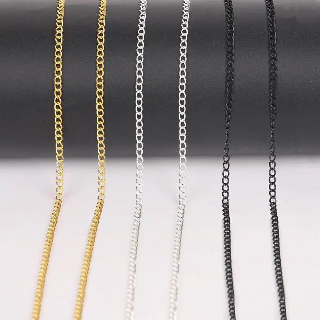 Alt view image 7 of 7 - 60 Feet Metal Iron Jewelry Chains 3mm Bulk Curb Necklace Chains for Jewelry Making (3mm Gold and Silver)