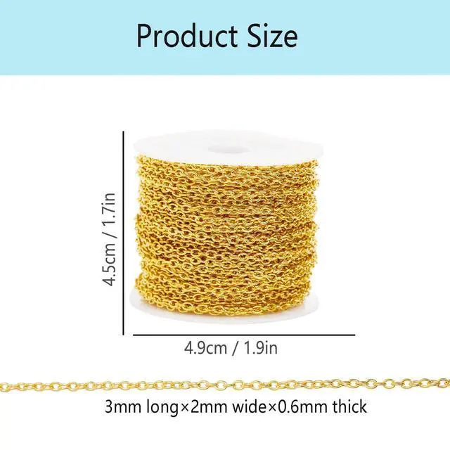 Alt view image 2 of 7 - 60 Feet Metal Iron Jewelry Chains 2 mm Bulk Gold and Silver Necklace Link Chains for Jewelry Making (Silver and Gold)